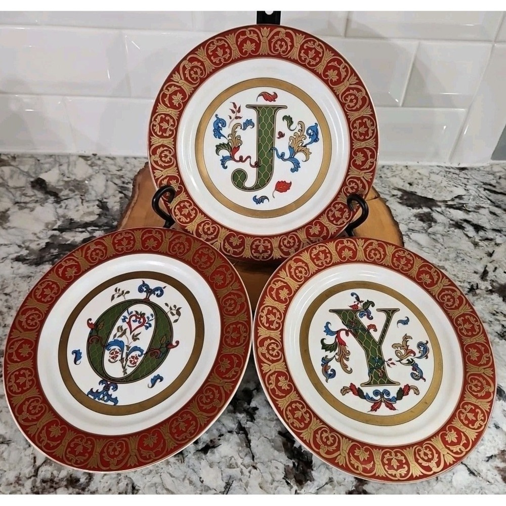 Home Interiors Homco Plate JOY Christmas J, O, Y 8" Plates Not For Use with Food